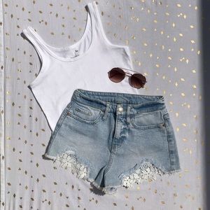 Distressed High Waisted Jean Shorts Sz 0